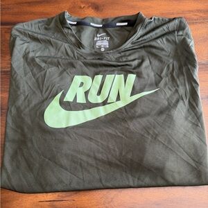 Nike Dri-Fit Run Shirt | Olive Green Running Tee | Men’s XL